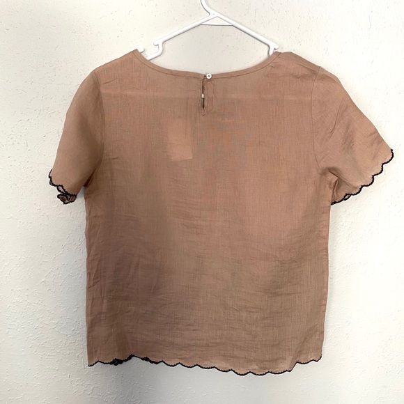 NWT J. Crew embroidered tan and black top - Picture 5 of 5